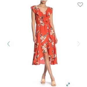 Socialite Red Floral High Low Dress